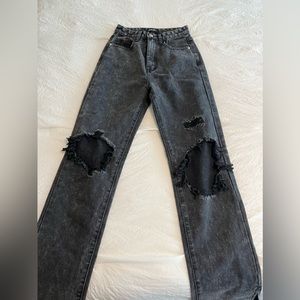 Nasty Gal high rise grey wash jeans